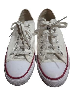 Converse All Star White Canvas Sneakers with Red and Blue Trim